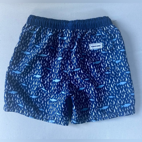 Blue Shark Pattern Swim Shorts - Picture 4 of 5
